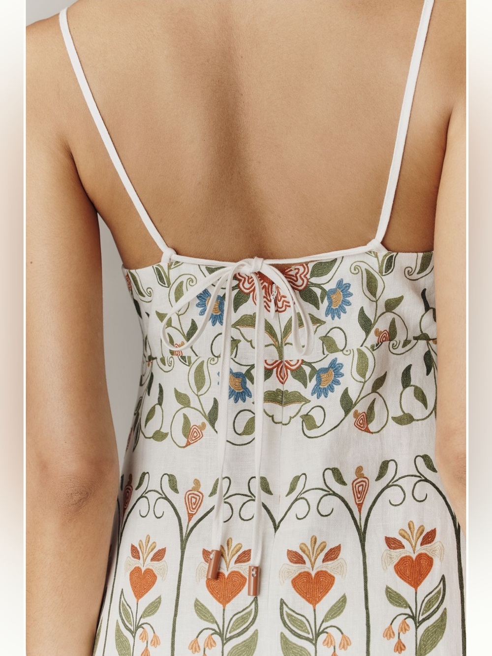 NWT Farm Rio Off-White Stitched Garden Midi Dress - Picture 4 of 8